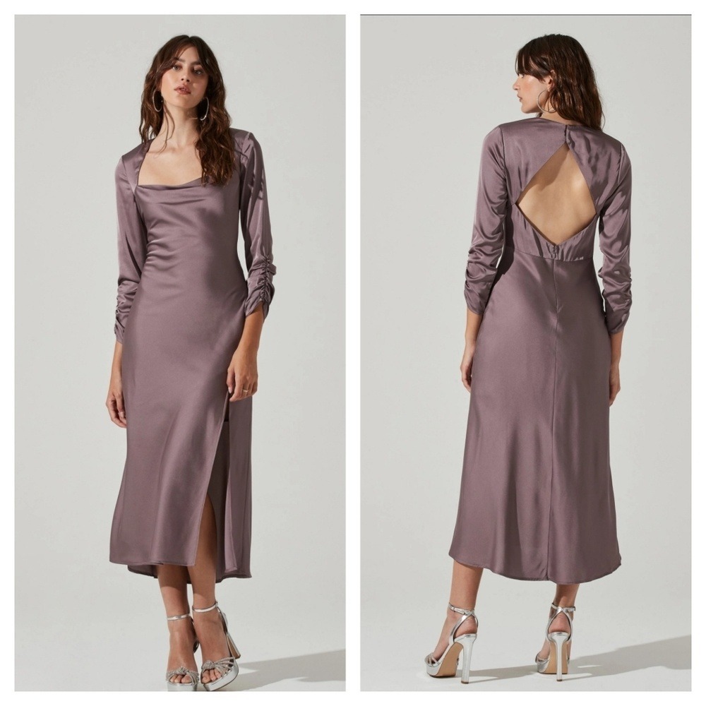 ASTR The Label Gracie‎ Dusty Mauve Cutout Back Midi Dress Size S